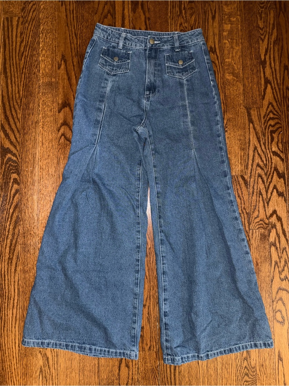 Cider Dark Blue High-Rise Wide Leg Denim Jeans